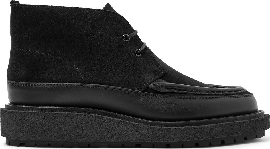 Sacai Leather-Trimmed Suede Boots