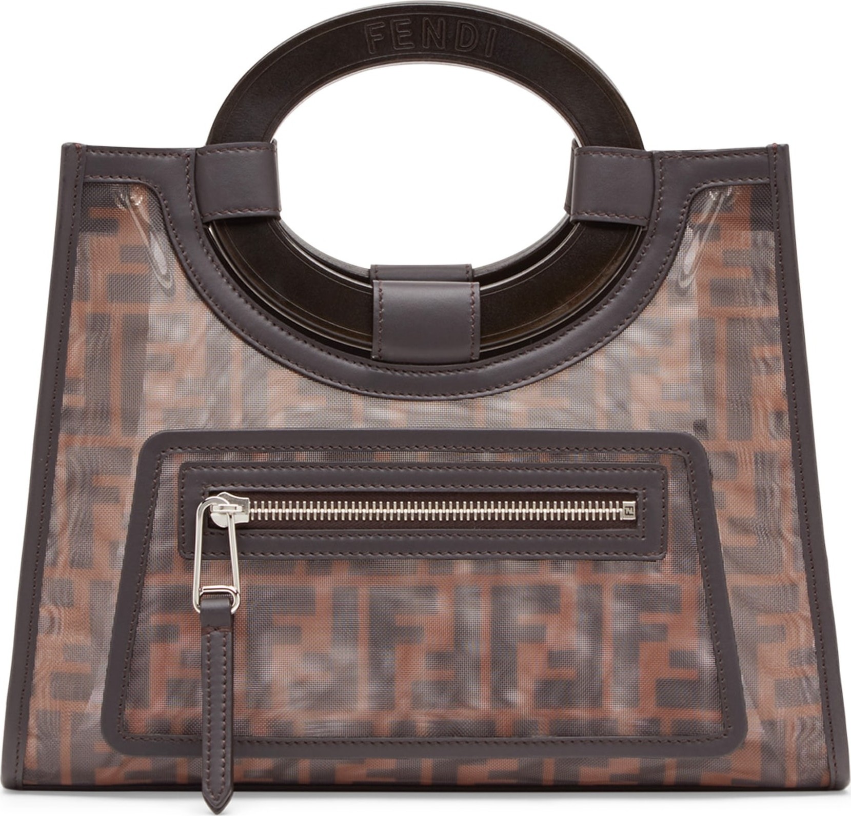 Fendi Small Runaway Printed Logo Mesh Shopper