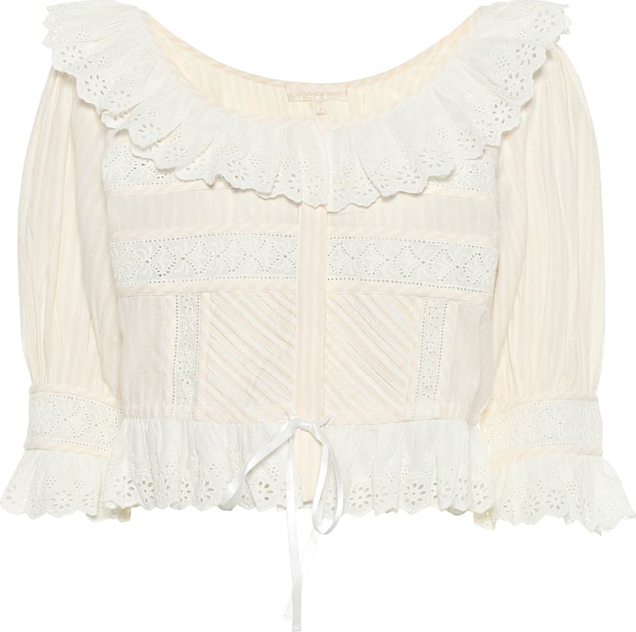 LOVESHACKFANCY Tiana frilled cotton top