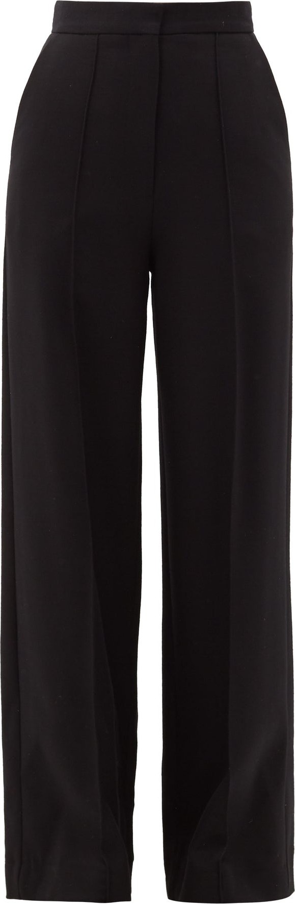Raey Pintucked high-rise wool-blend trousers