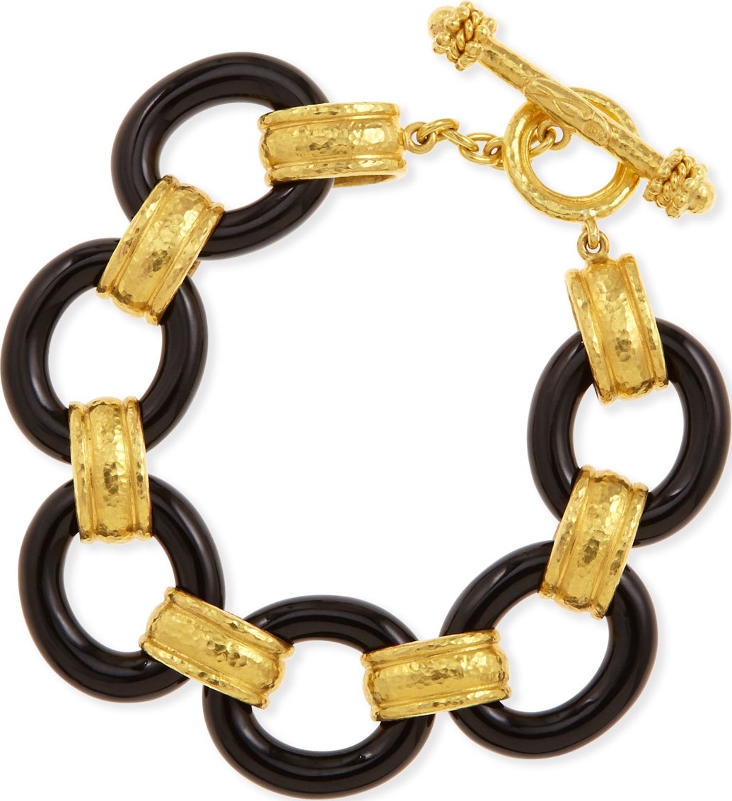 Elizabeth Locke 19k Gold & Black Jade Bracelet
