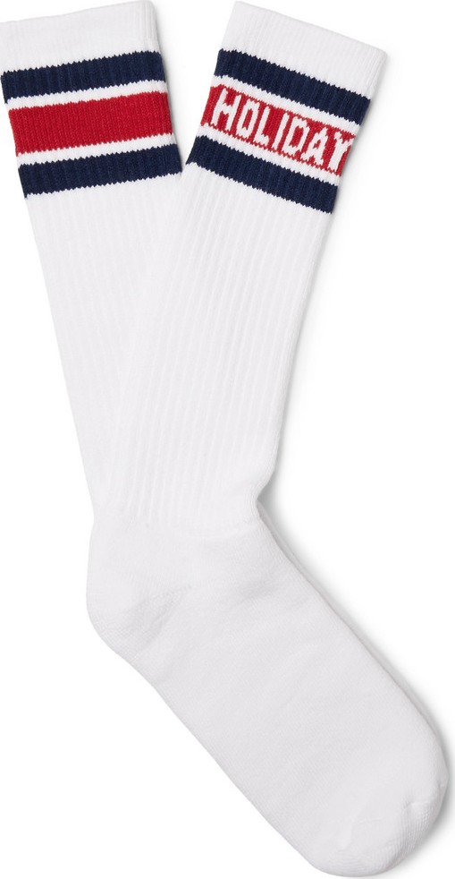 Holiday Boileau Logo-Intarsia Ribbed Cotton Socks