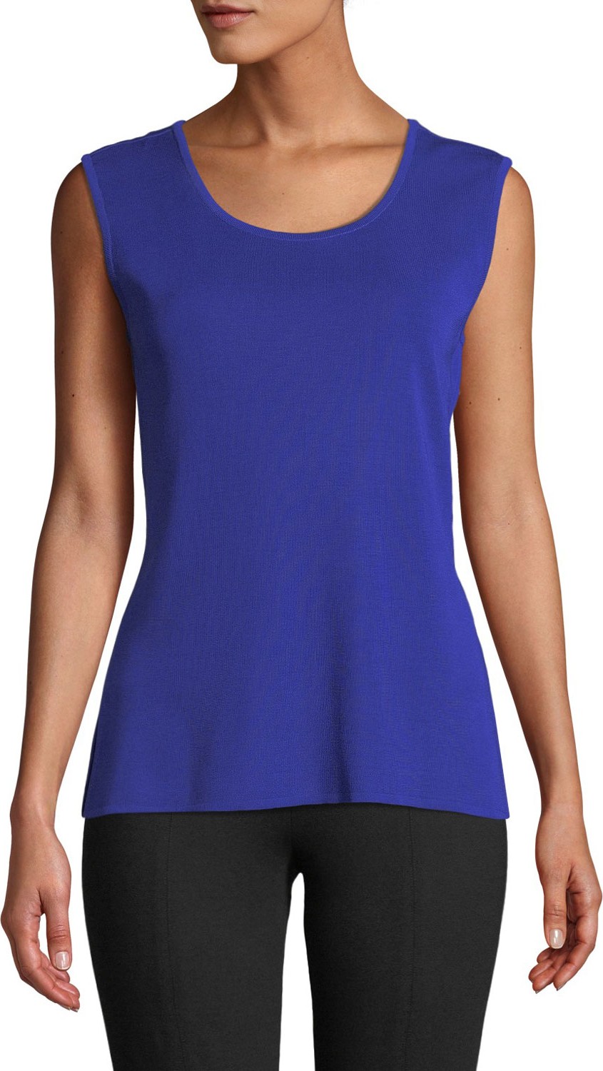 Misook Scoop-Neck Knit Tank, Blue