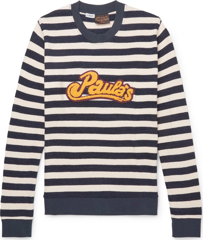 LOEWE + Paula's Ibiza Logo-Appliquéd Striped Cotton Sweatshirt