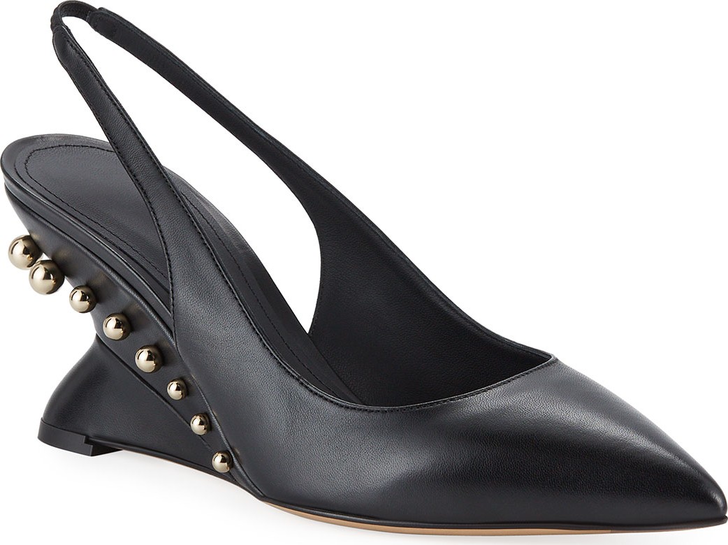 Salvatore Ferragamo Bienno Studded Wedge Pumps