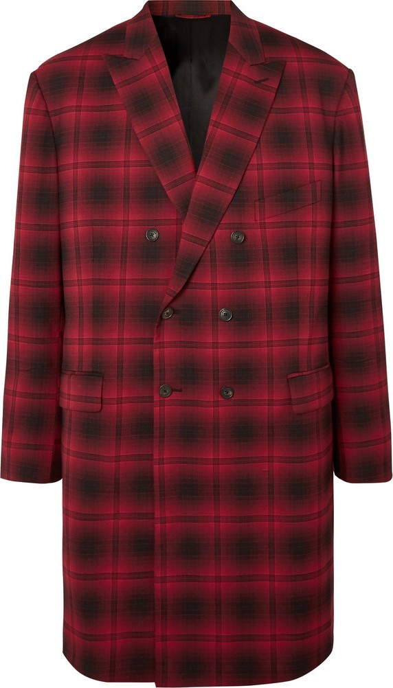 Balenciaga Oversized Double-Breasted Checked Woven Coat