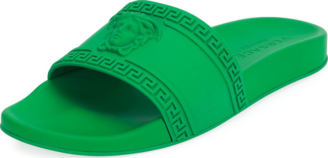 Versace Men's Medusa & Greek Key Shower Slide Sandal