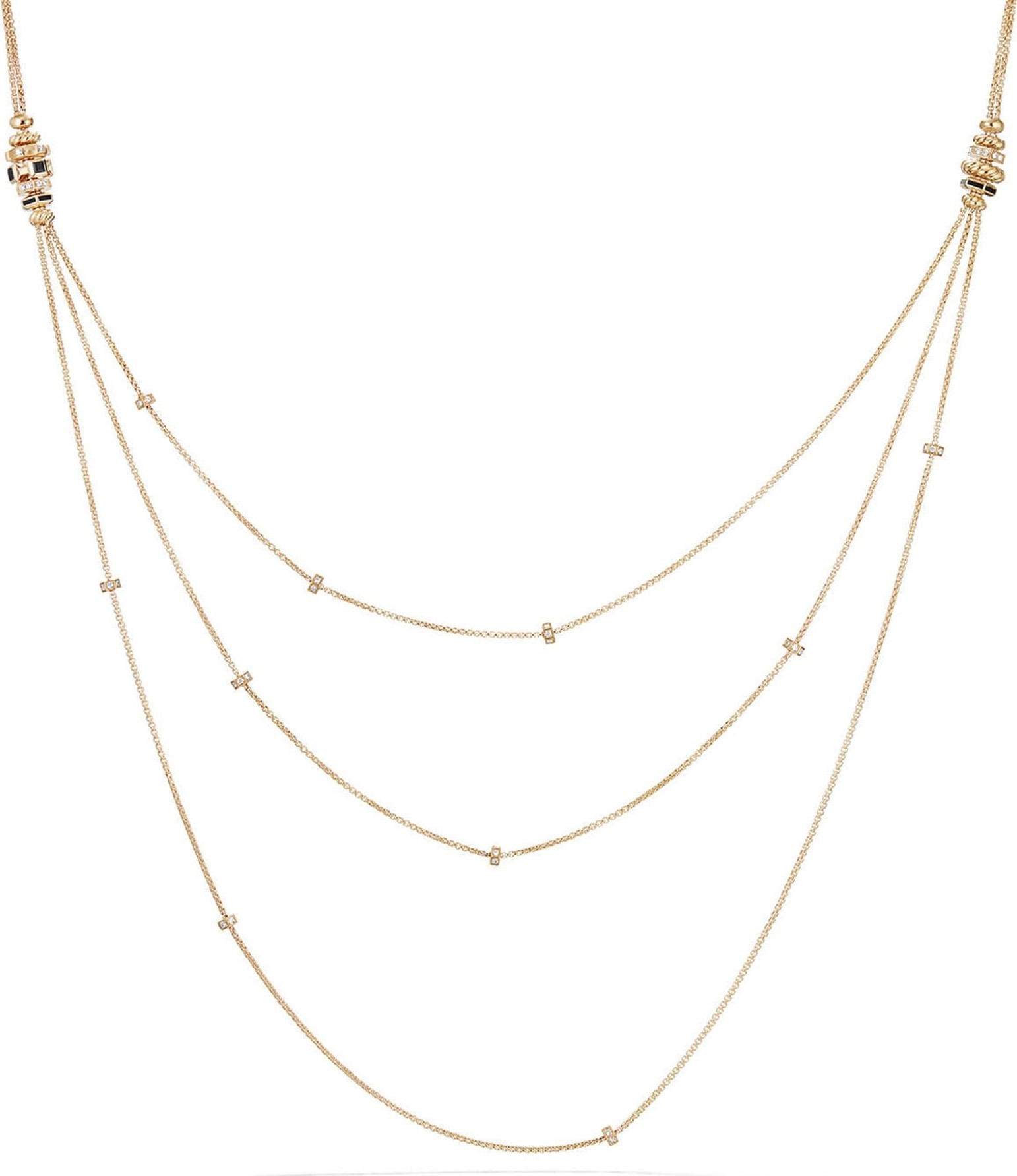 David Yurman Stax 18K Gold Chain Necklace with Diamonds