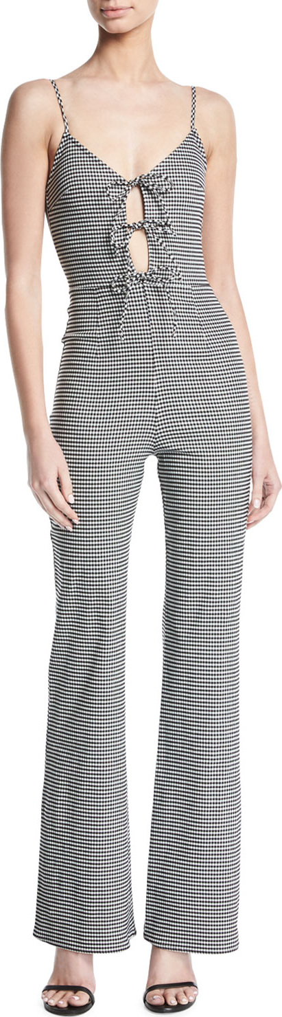 Lovers + Friends Nell Tie-Front Gingham Jumpsuit
