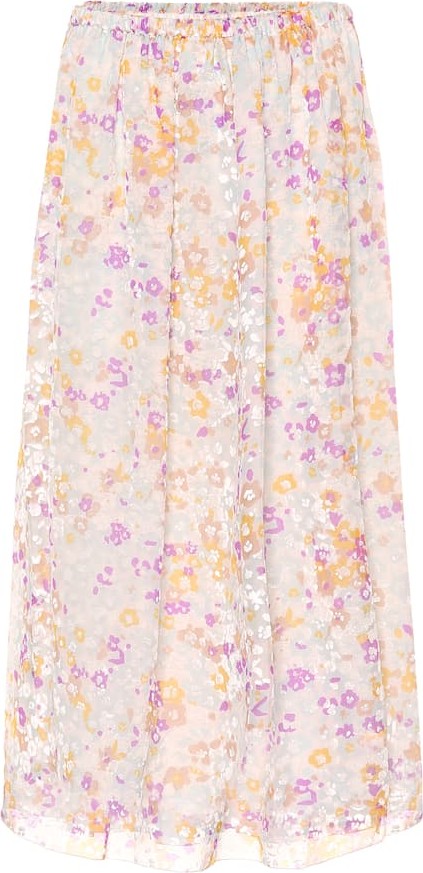 See By Chloé Flocked velvet printed silk skirt