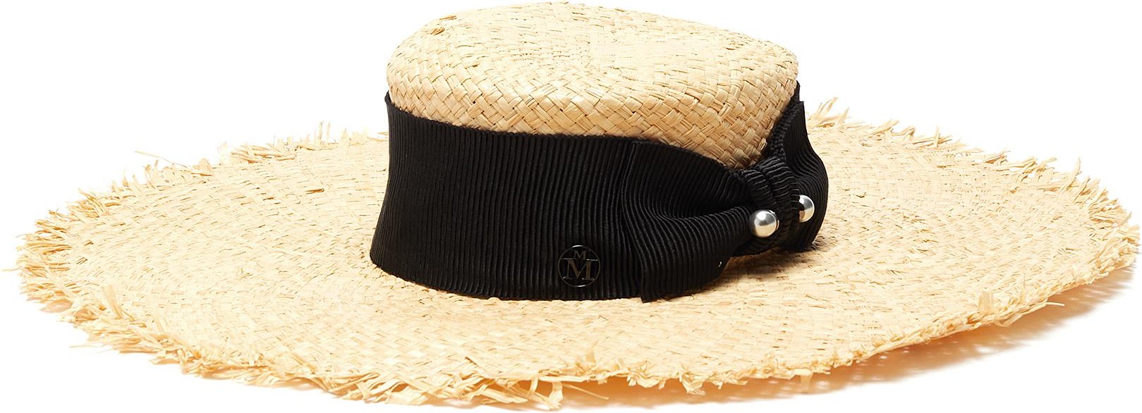 Maison Michel Ursula' ribbon and pearl embellished raffia hat