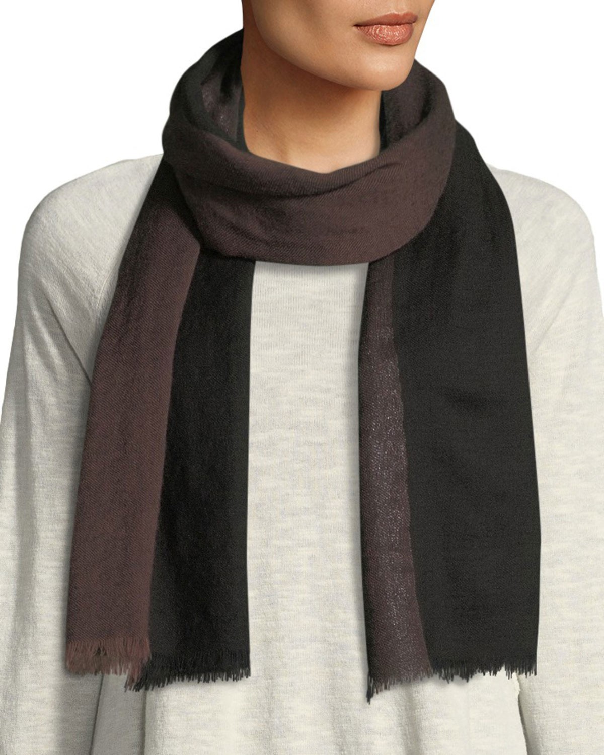 Eileen Fisher Striped Lurex Borders Scarf