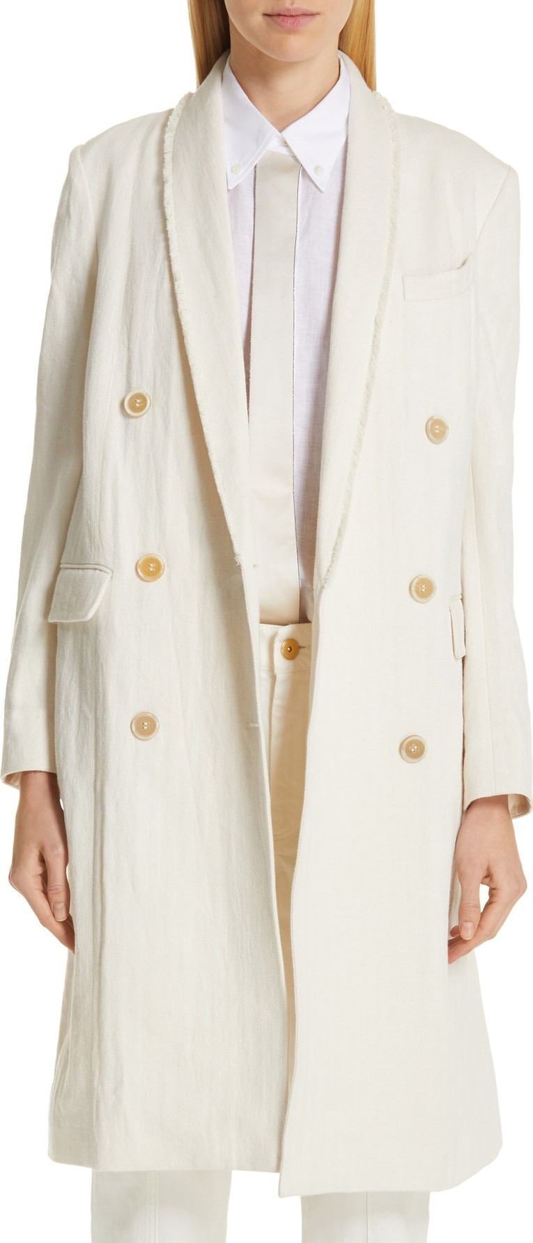 Brunello Cucinelli Chevron Weave Double Breasted Jacket