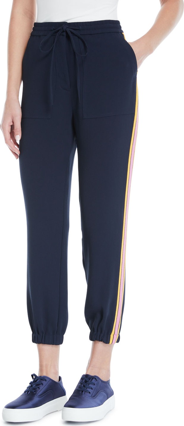 Derek Lam 10 Crosby Drawstring Ankle Jogger Pants with Racer Stripes