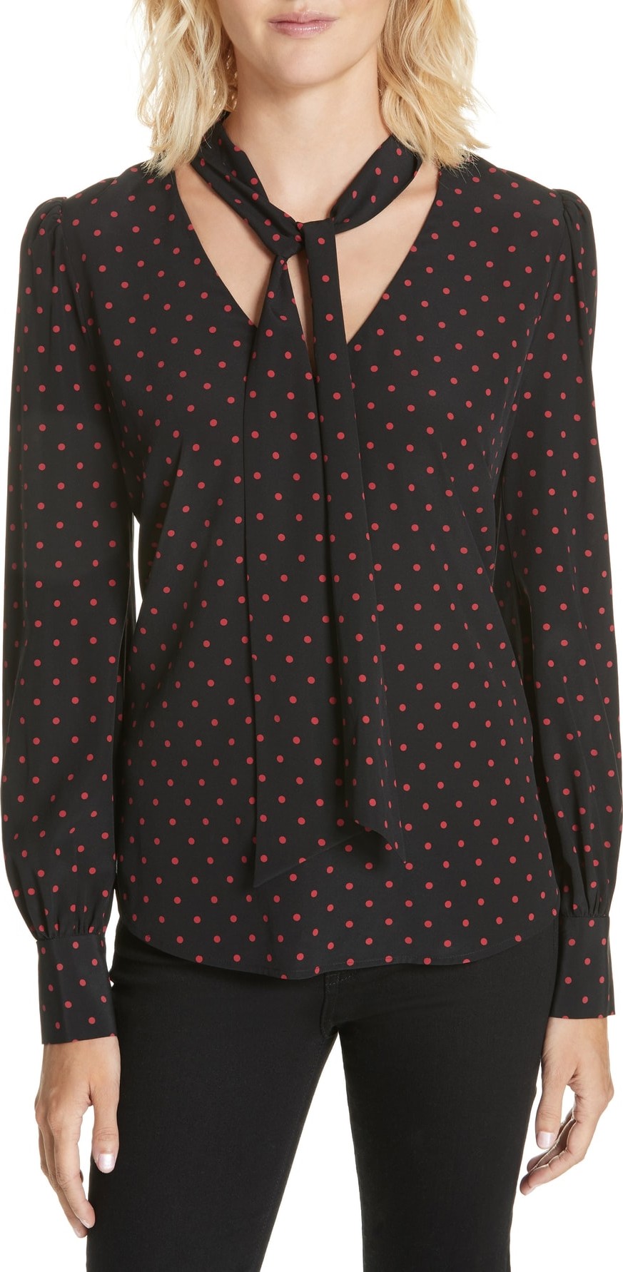 Veronica Beard Jeffries Tie Neck Silk Blouse