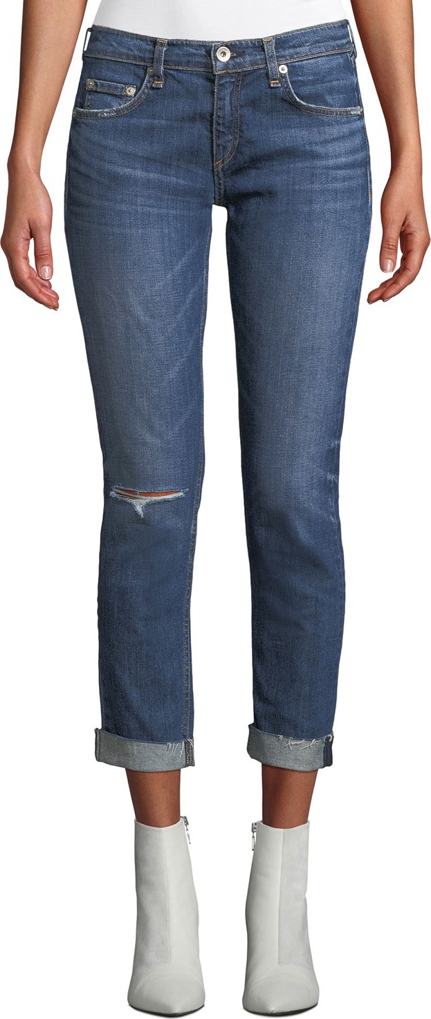 Rag & Bone Dre Mid-Rise Distressed Boyfriend Jeans