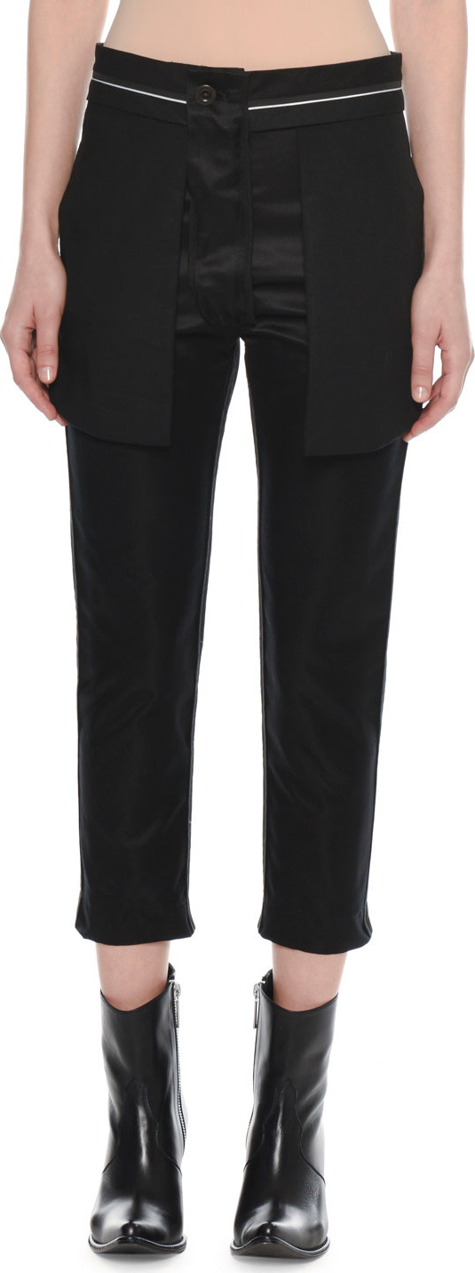 Unravel Reversed Straight-Leg Cropped Silk Trousers