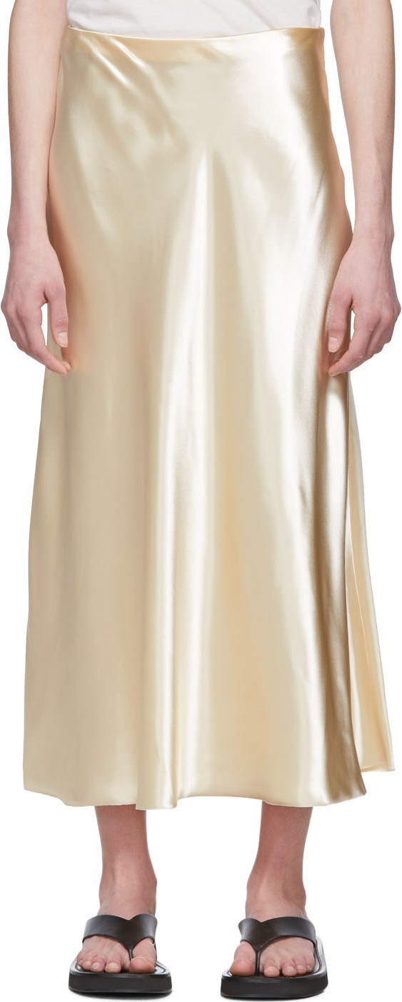 THE ROW Off-White Satin Medela Skirt