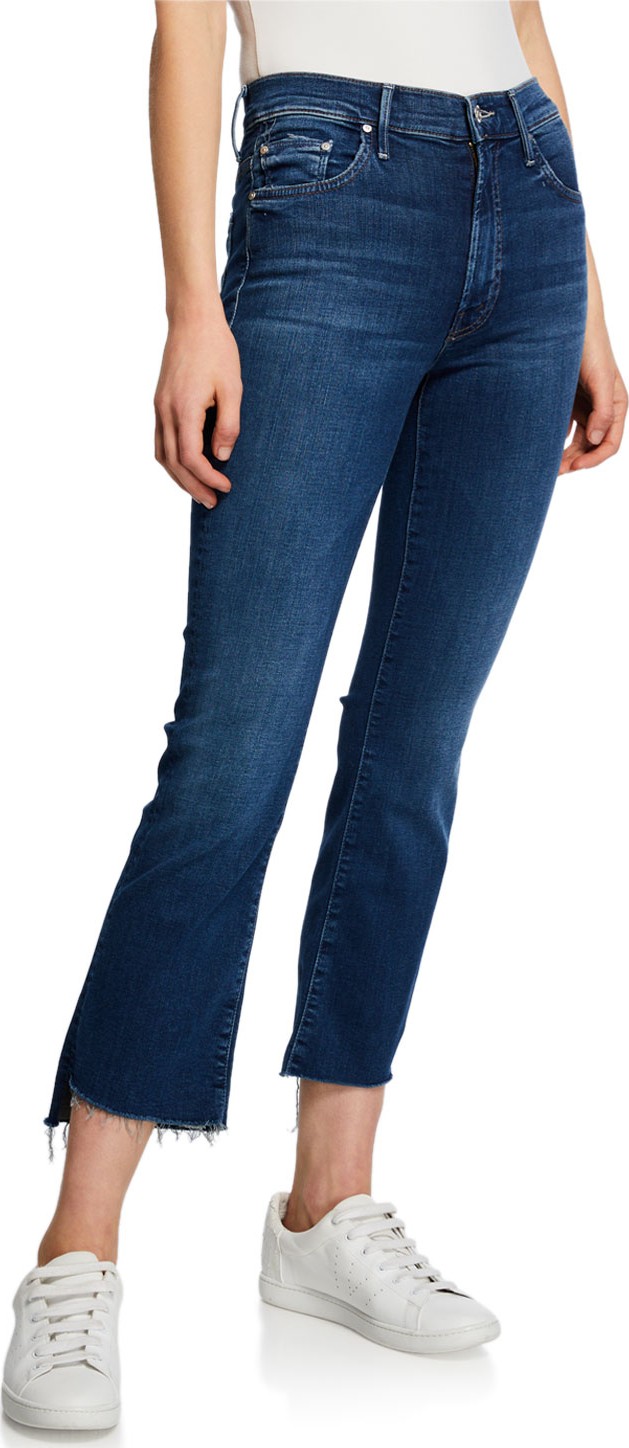 MOTHER The Insider Crop Step-Hem Jeans w/ Frayed Hem