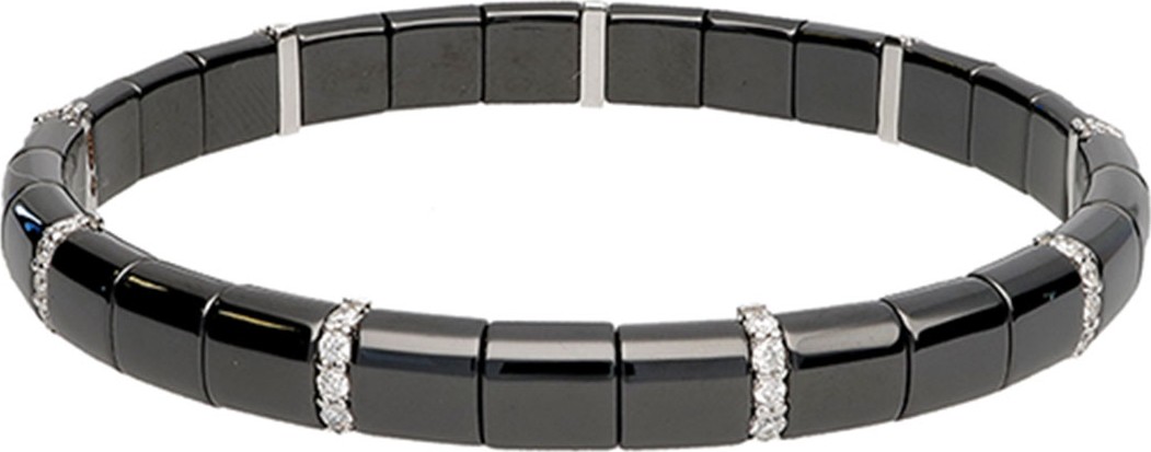 Roberto Demeglio Pura Black Ceramic Stretch Bracelet with Diamonds