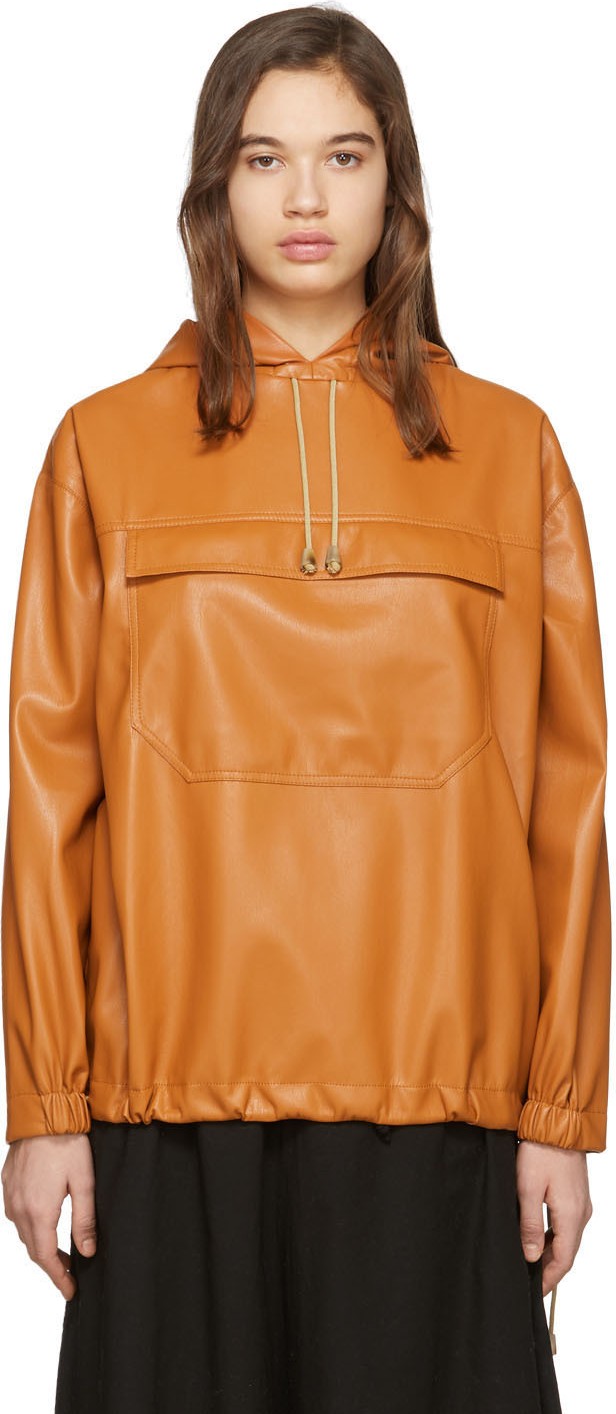 Nanushka Orange Vegan Leather Arno Anorak