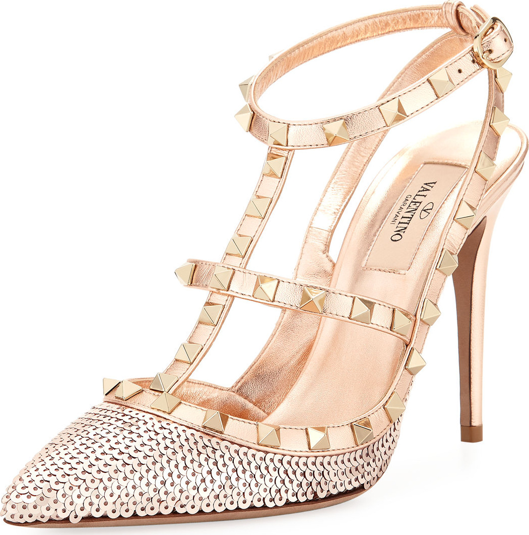 Valentino Rockstud Liquid Metal Sequin Pump