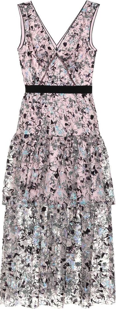 Self Portrait Constellation sequined midi dress