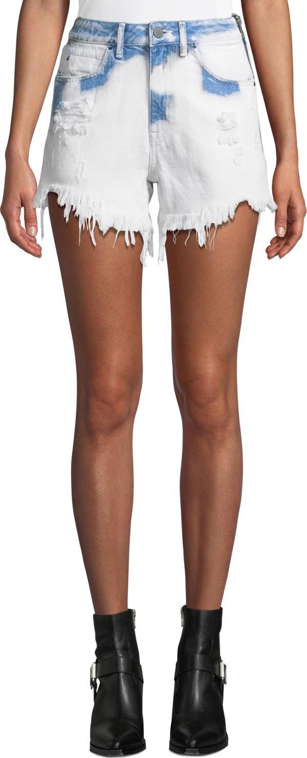 T By Alexander Wang Bite Side-Zip Denim Cutoff Shorts
