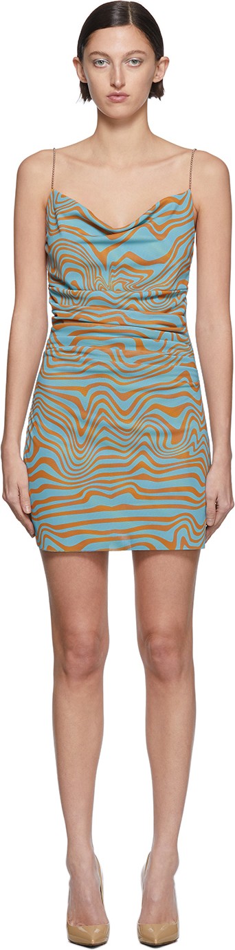 Maisie Wilen SSENSE Exclusive Orange & Blue Mesh Slip Dress