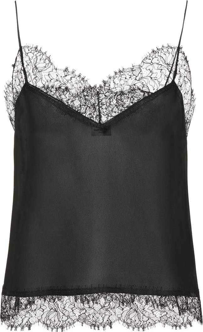 Saint Laurent Lace-trimmed silk camisole