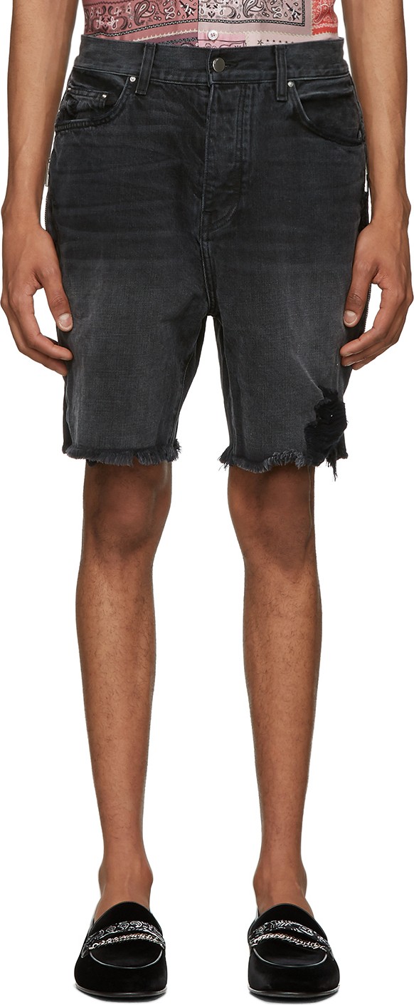 Amiri Black Denim Half Track Shorts