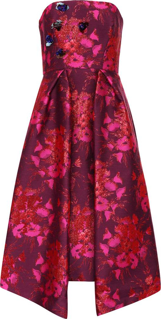 DELPOZO Strapless brocade midi dress