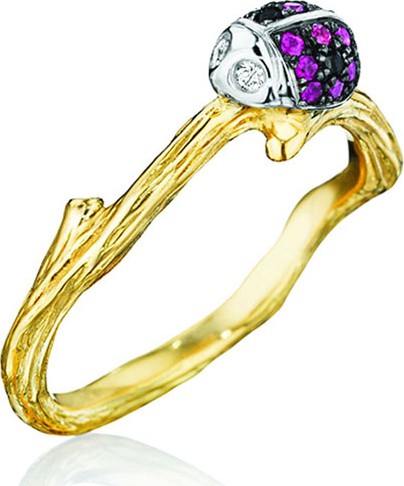 Mimi So Wonderland 18k Butterfly & Ladybug Ring, Size 7