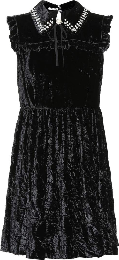 Miu Miu Embellished velvet minidress