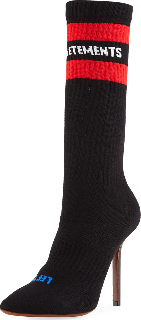 Vetements Stretch-Sock Logo Tall Booties