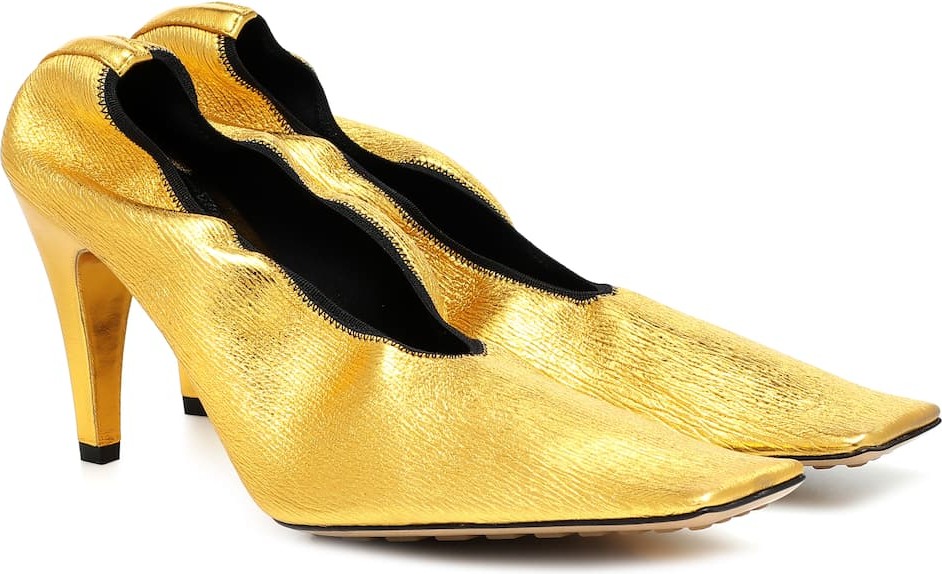 Bottega Veneta Crunch Sharpei metallic leather pumps