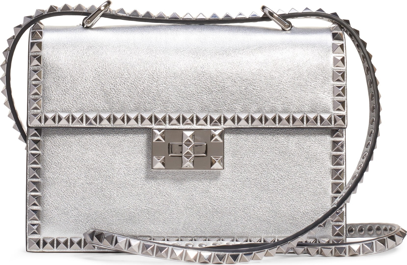 Valentino Small Rockstud No Limit Metallic Leather Shoulder Bag