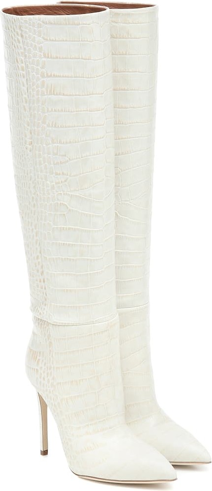 Paris Texas Croc-effect leather knee-high boots