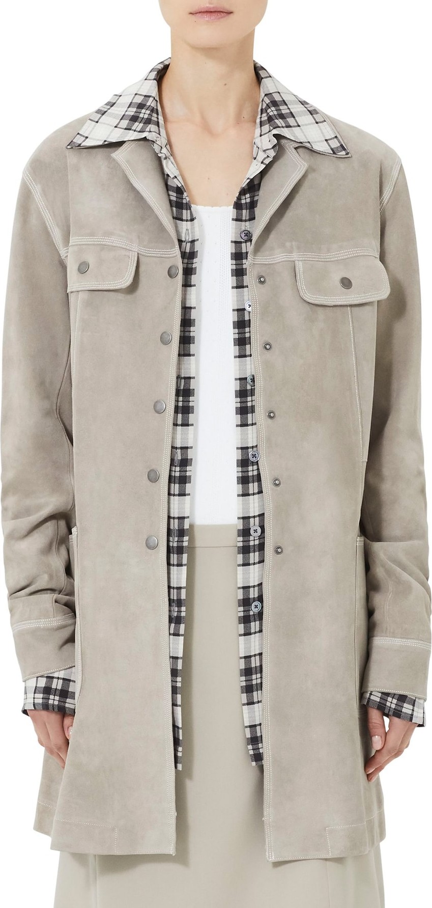 MARC JACOBS Martingale Belt Suede Coat