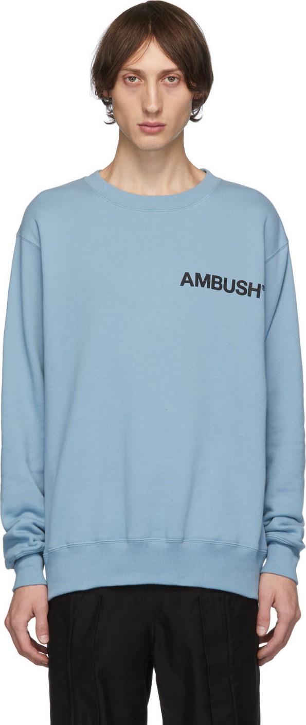 Ambush SSENSE Exclusive Blue Logo Crewneck Sweatshirt