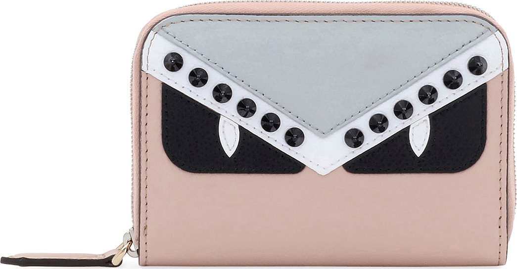 Fendi Monster Mini Calf Zip-Around Wallet