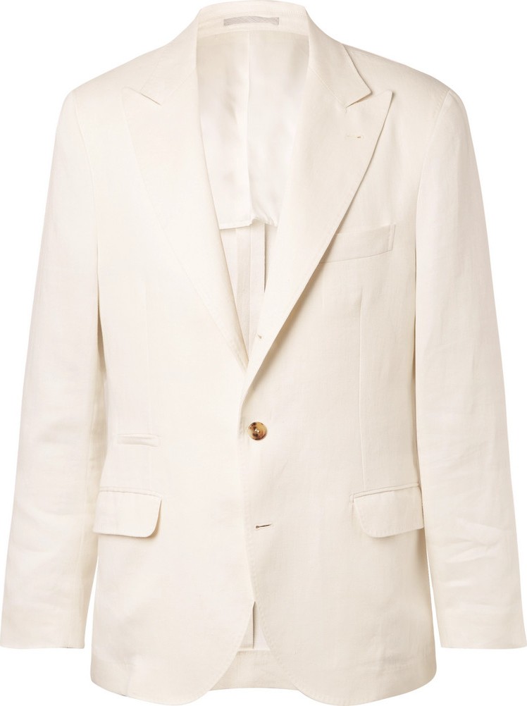 Brunello Cucinelli White Linen Suit Jacket