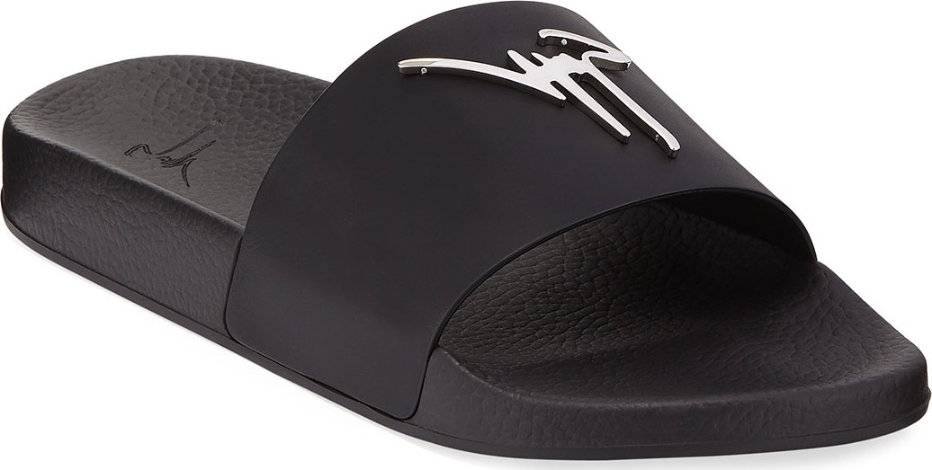 Giuseppe Zanotti Logo Leather Slide Sandal