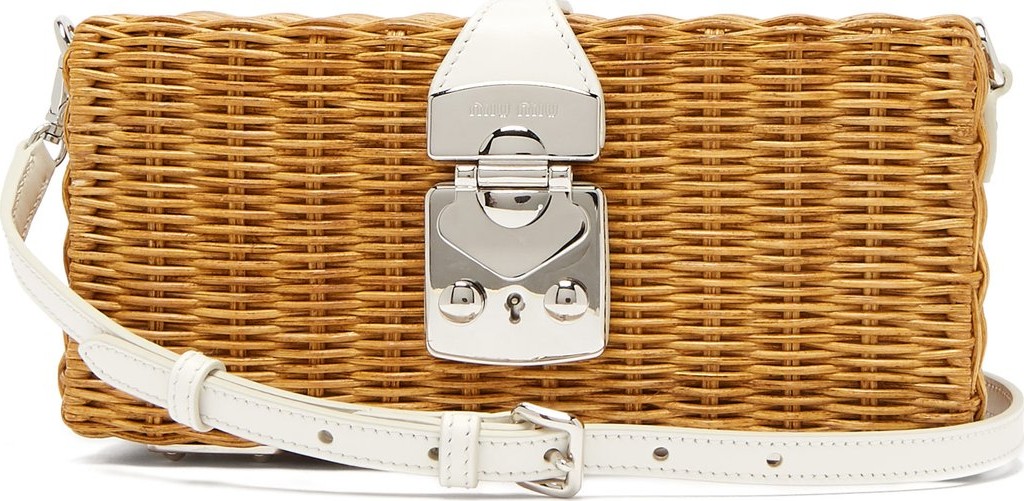 Miu Miu Leather-trimmed woven bag