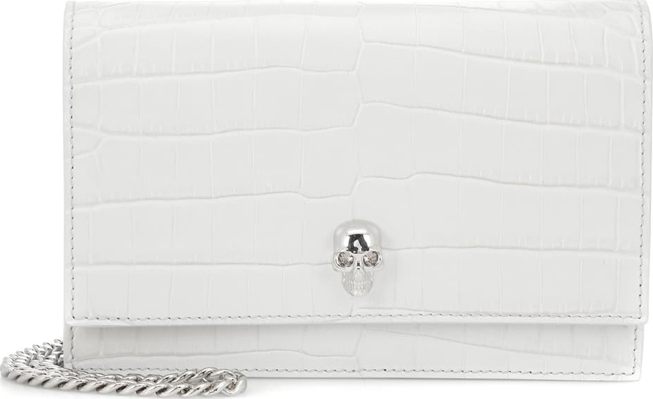 Alexander McQueen Skull Mini croc-effect shoulder bag