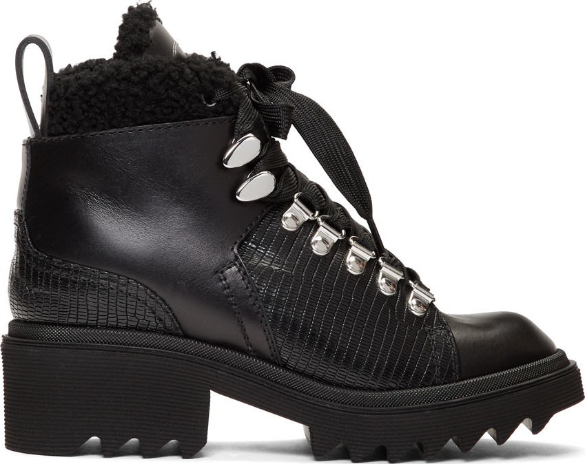 Chloe Black Shearling Bella Mountain Boots