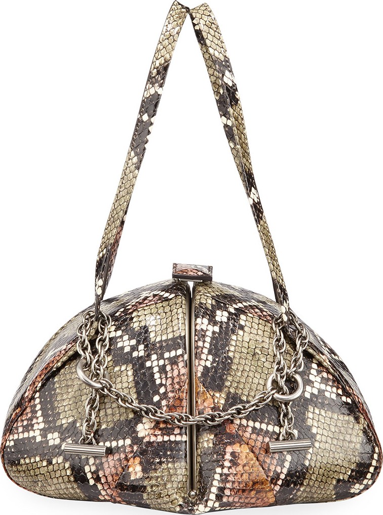 RODO Snakeskin Soft Frame Top Handle Bag