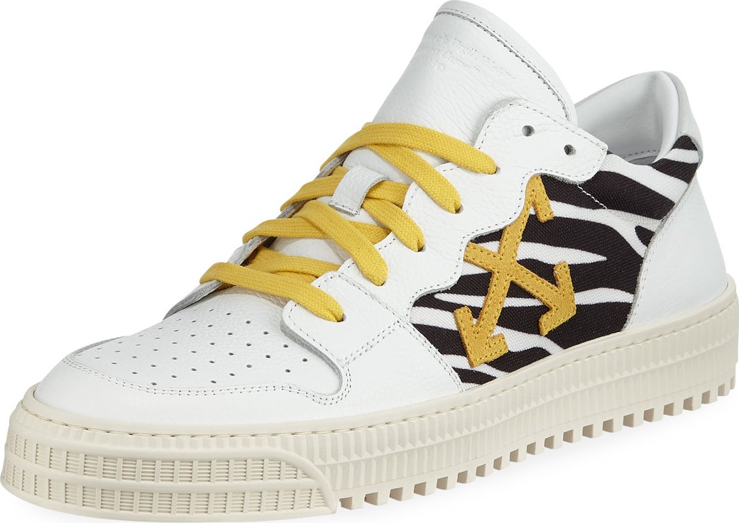 Off White Men's 3.0 Polo Mid-Top Zebra-Print Leather Sneakers