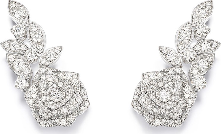 Piaget Rose 18k White Gold Diamond Earrings