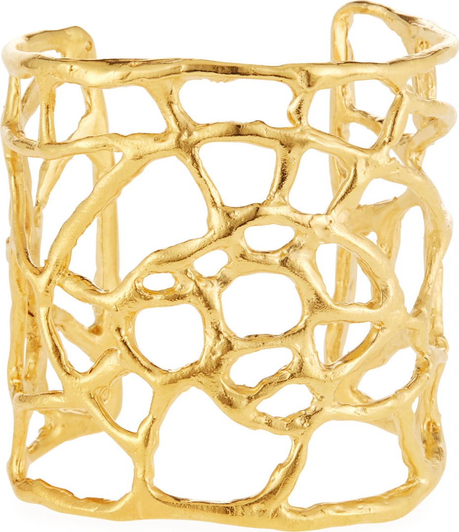 Devon Leigh Golden Plated Web Cuff Bracelet